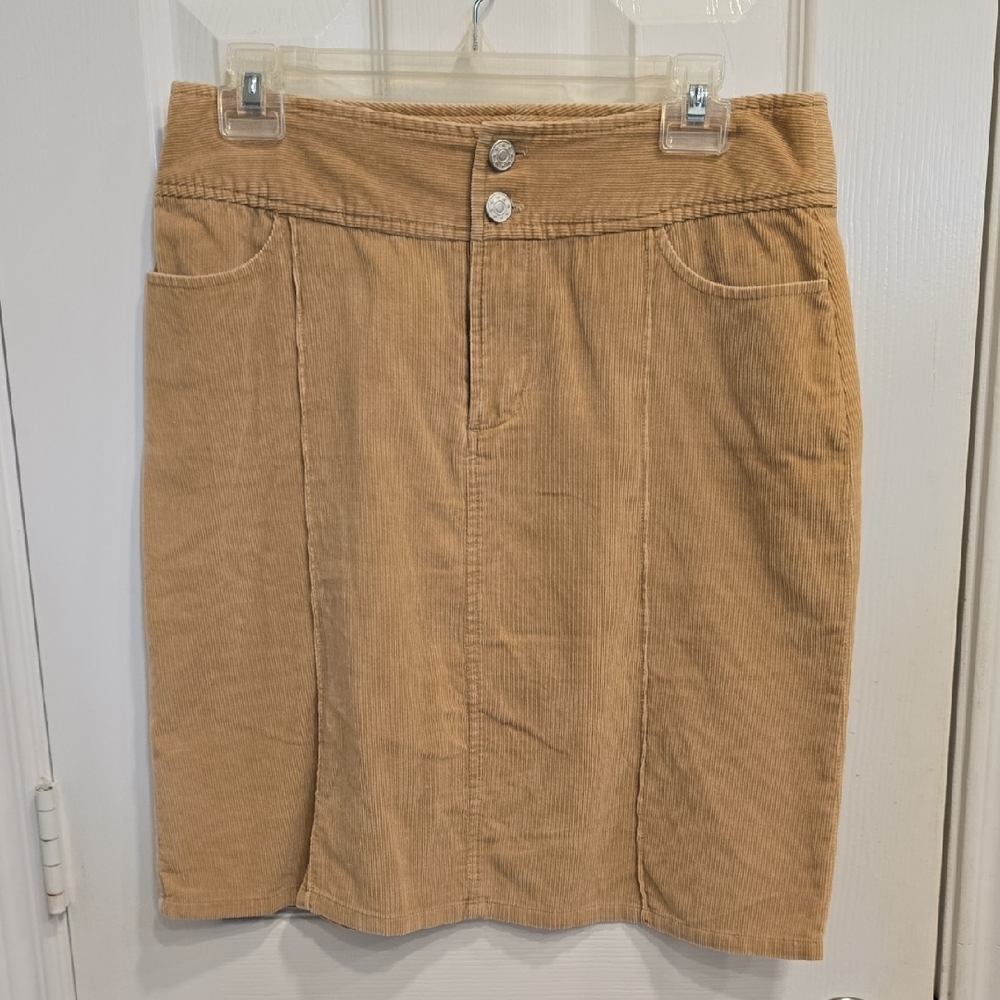 Elegant Tan Corduroy Pencil Skirt